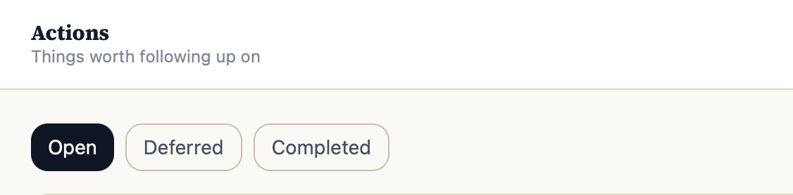 Actions feature